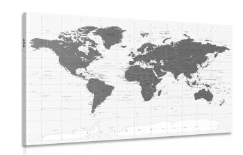 Obraz polityczna mapa świata w wersji czarno-białej