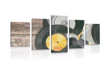 5-częściowy obraz stare płyty gramofonowe - 100x50