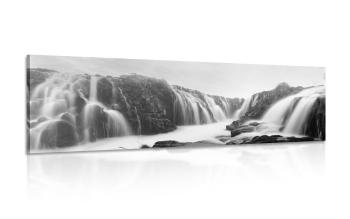 Obraz wysublimowane wodospady w wersji czarno-białej - 135x45