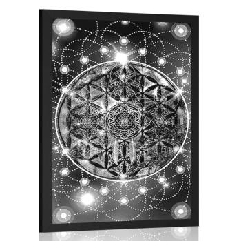 Plakat urocza Mandala w czerni i bieli - 40x60 silver