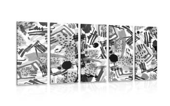5-częściowy obraz czarny i biały pop art abstrakcja - 100x50