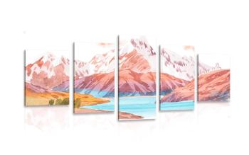 5-częściowy obraz piękny górski krajobraz - 100x50