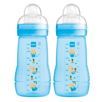 MAM Butelka dla niemowląt Easy Active ™ 270 ml, króliczek w podwójnym opakowaniu