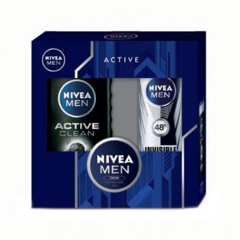 Nivea Men Active Clean zestaw 250ml Men Active Clean Shower Gel + 150ml Men Invisible For Black & White 48h Antiperspirant + 30ml Men Creme M