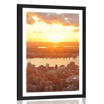 Plakat z passe-partout zachód słońca nad Nowym Jorkiem - 40x60 black