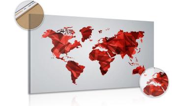 Obraz na korku mapa świata w grafice wektorowej w kolorze czerwonym - 90x60  color mix