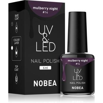 NOBEA UV & LED Nail Polish zelowy lakier do paznokcji z UV / przy użyciu lampy LED błyszczący odcień Mulberry night #14 6 ml