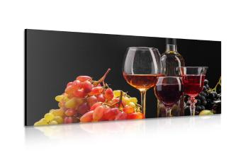 Obraz włoskie wino i winogrona - 100x50