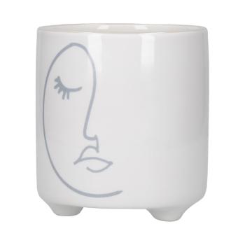 Biała ceramiczna doniczka Kitchen Craft Abstract Face