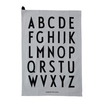 Szara bawełniana ściereczka Design Letters Alphabet, 40x60 cm