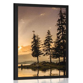 Plakat górskie jezioro - 60x90 black