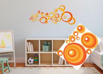 Dekoracyjne naklejki na ścianę w pomarańczowe kółka - 50x70