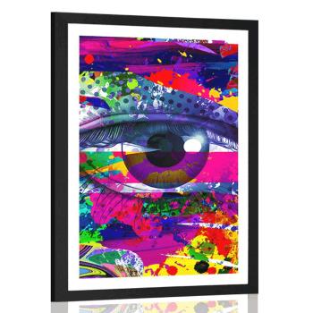 Plakat z passe-partout ludzkie oko w stylu pop art