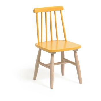 Żółte krzesło dziecięce z drewna kauczukowego Kave Home Kristie