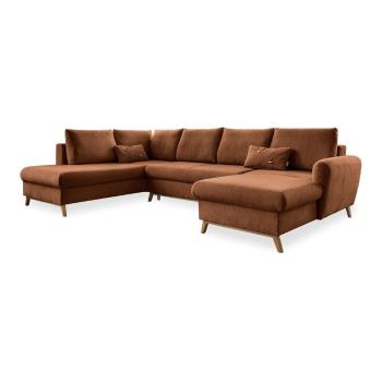 Ceglasta rozkładana sofa w kształcie litery "U" Miuform Scandic Lagom, lewostronna