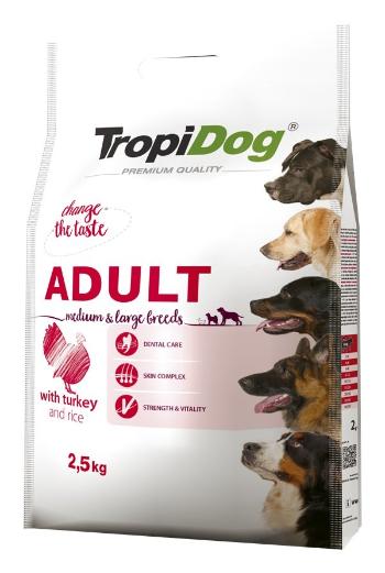 TROPIDOG Premium Adult M&amp;L Turkey&amp;Rice 2,5kg sucha karma dla psów średnich i dużych ras Indyk i ryż