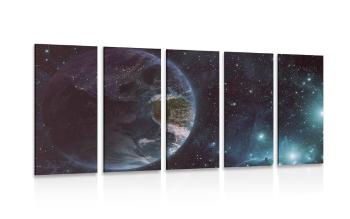 5-częściowy obraz wszechświat i kula ziemska - 100x50
