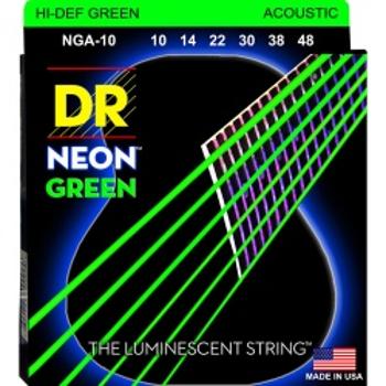 Dr Nga 10-48 Neon Green Struny Gitara Akustyczna