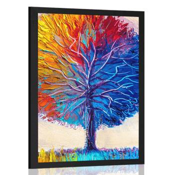 Plakat kolorowe akwarelowe drzewo - 30x45 black