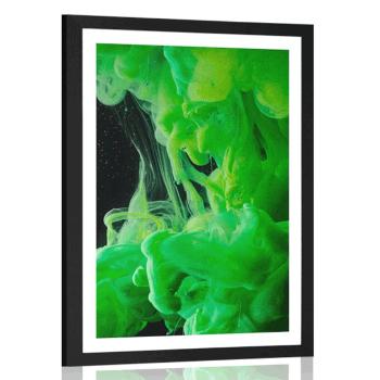 Plakat z passe-partout zielone, płynące kolory - 30x45 white