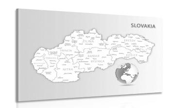 Obraz czarno-biała mapa Republiki Słowackiej - 60x40