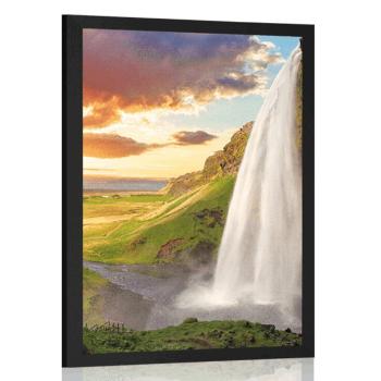 Plakat majestatyczny wodospad na Islandii - 40x60 white