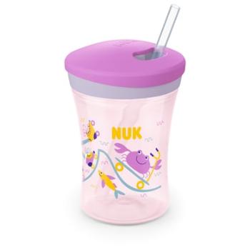 NUK Action Cup miękka słomka do picia, szczelna od 12 miesięcy fioletowy