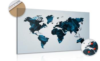 Obraz na korku mapa świata w wersji grafiki wektorowej - 90x60  metallic