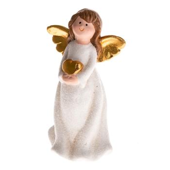 Biała ceramiczna figurka anioła Dakls, wys. 12,8 cm
