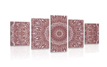 5-częściowy obraz Mandala w stylu vintage w kolorze różowym - 200x100