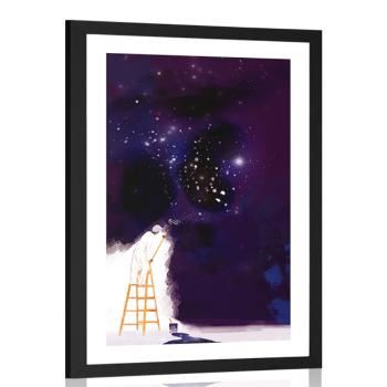 Plakat passepartout malarz galaktyki - 40x60 black