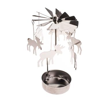 Metalowy świecznik anielskie dzwonki z reniferami Dakls