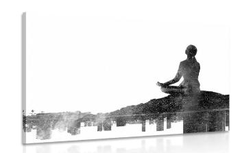 Obraz medytacja kobiety w wersji czarno-białej