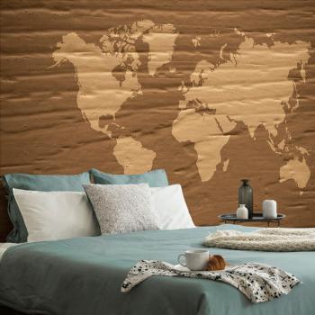 Samoprzylepna tapeta brązowa mapa świata - 225x150