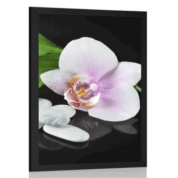 Plakat kamienie zen i orchidea - 20x30 black