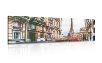 Obraz widok na Wieżę Eiffla z ulicy w Paryżu - 120x40