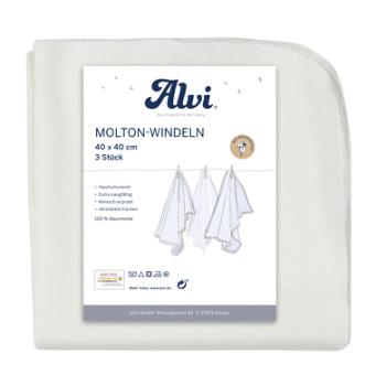Alvi ® Pieluszki Molton 3-pak biały 40 x 40 cm