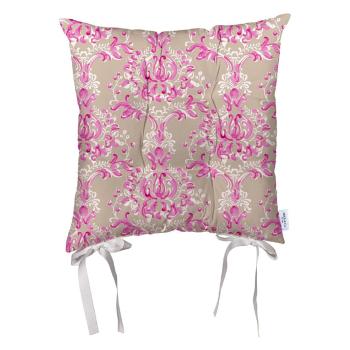 Beżowo-różowa poduszka na krzesło z mikrowłókna Mike & Co. NEW YORK Butterflies, 36x36 cm