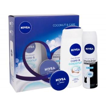 Nivea Care & Coconut zestaw Żel pod prysznicl Care & Coconut 250 ml + Antyperspirant Invisible For Black & White Pure 150 ml + Krem Nivea 30 ml W