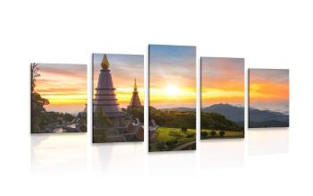 5-częściowy obraz poranny wschód słońca nad Tajlandią - 100x50