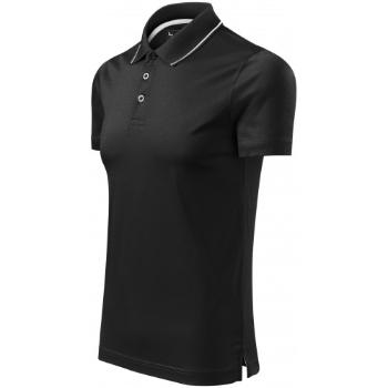 Męska elegancka merceryzowana koszulka polo, czarny, 3XL
