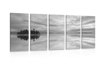 5-częściowy obraz bezludna wyspa w wersji czarno-białej - 200x100