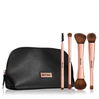 Notino Luxe Collection Double sided brush set with cosmetic bag Zestaw pędzli z etui