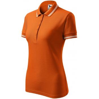 Kontrastowa koszulka polo damska, pomarańczowy, S