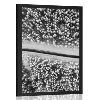 Plakat widok na zimowy krajobraz w czerni i bieli - 20x30 white
