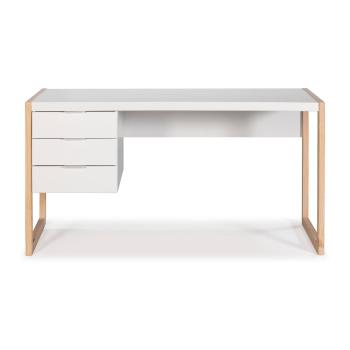 Białe biurko z nogami z drewna sosnowego Marckeric Frank