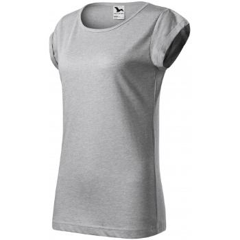 Koszulka damska z podwiniętymi rękawami, srebrny marmur, XL