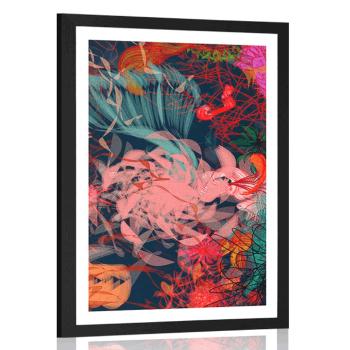 Plakat z passe-partout abstrakcyjne kwiaty - 20x30 black