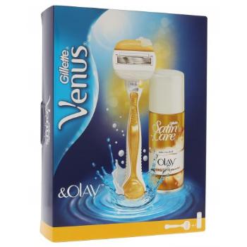 Gillette Satin Care Olay zestaw Shaving gel Satin Care Olay Sensitive Shave Gel 75 ml + Razor Venus Olay dla kobiet Uszkodzone pudełko