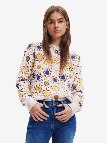 Desigual Daisies Sweter Beżowy